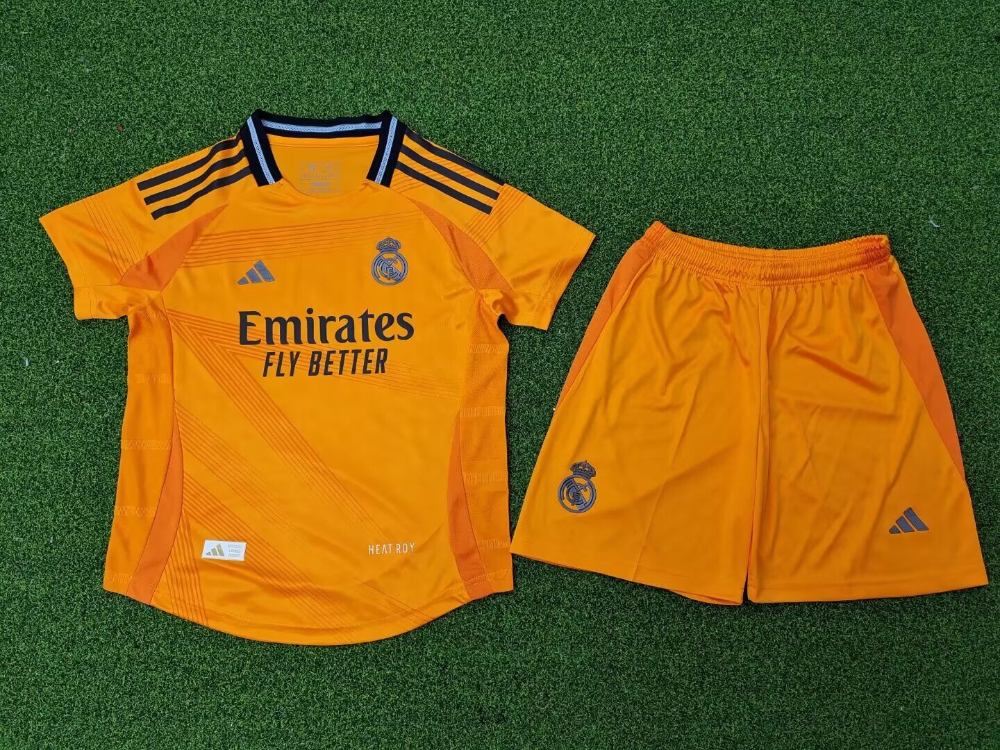 Kids-Real Madrid 24/25 Away Orange Soccer Jersey(Player)